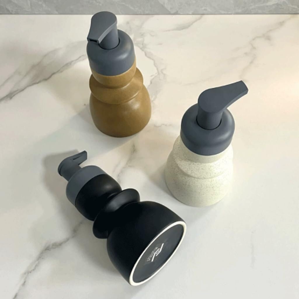 Dispenser Sapone Ricaricabile Semplice Erogatore di Sapone Manuale, Schiuma, in Ceramica Dosatore Liquido(Grün)