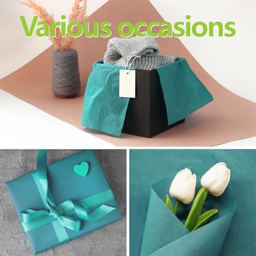 Image of Bobobag 100 Sheets Turquoise Blue Tissue Paper, 20 inch x 14 inch Tissue Paper for Gift Bags, Bulk Gift Wrapping Tissue for DIY Crafts, Birthday, Christmas and Holiday Decor
