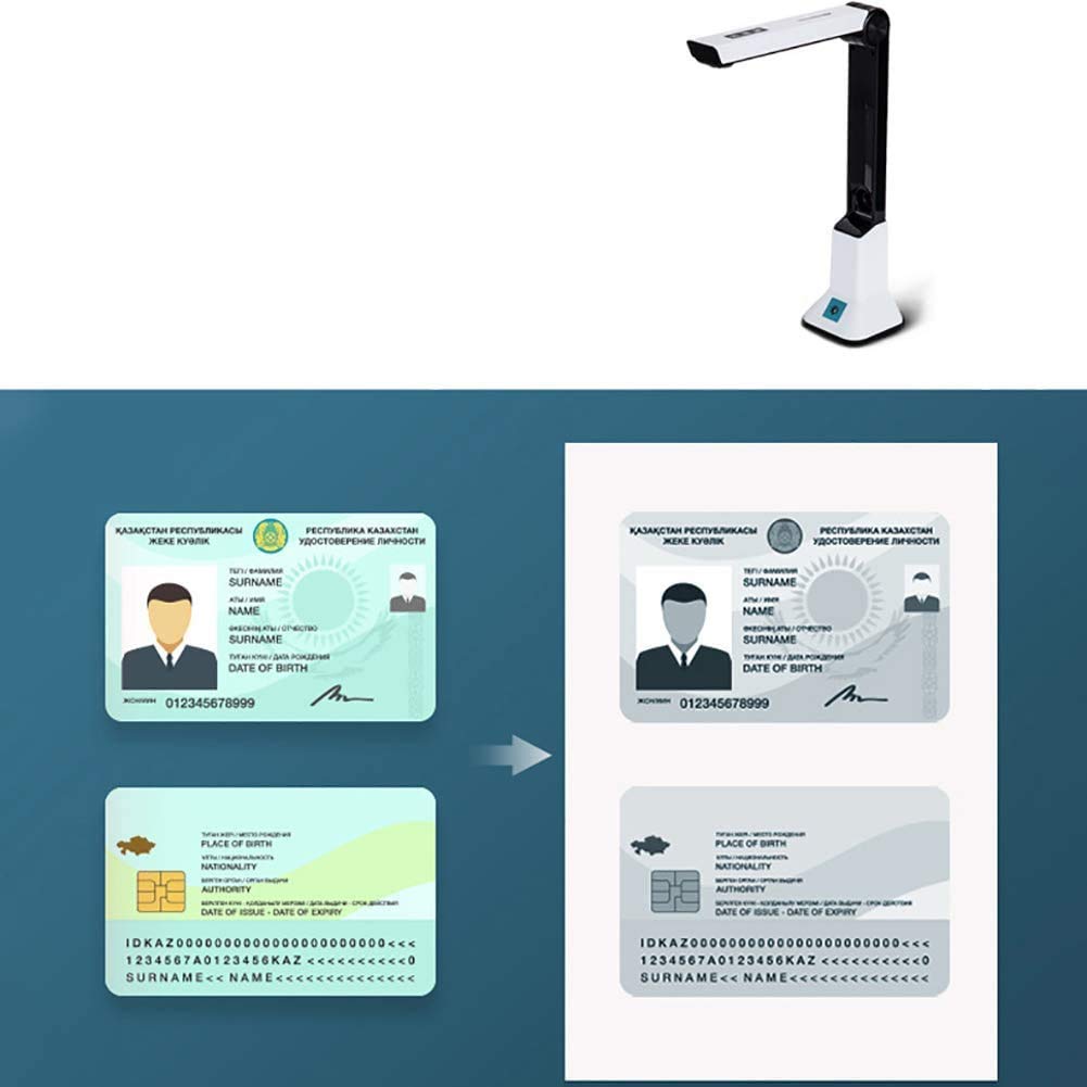 Scanner Portatile per Fotocamera per Documenti A4 con Immagine a Libro USB ad Alta velocità con Fotocamera da 8,0 MP Scuola Biblioteca Ufficio Banca HD ad Alta Definizione