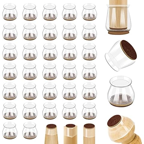 Chair Leg Floor Protectors, 32 Pcs Silicone Chair Leg Caps for Hardwood Floors, Stool Leg Protection Caps with Felt Pads, Chair Leg Covers Silicone Chair Leg Cups to Prevents Scratches and Noise Cover