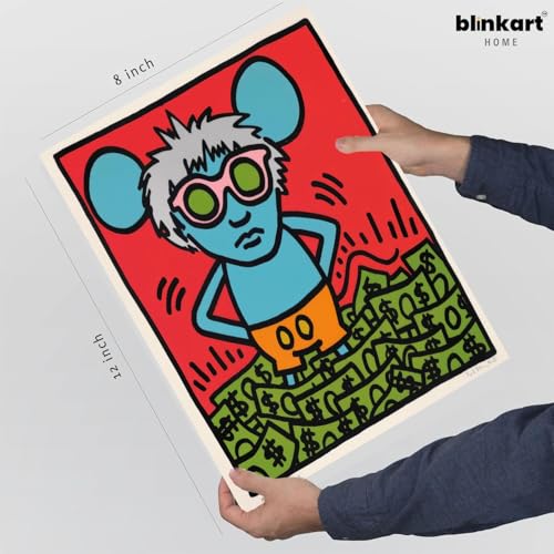Image of BLINKART Basqiat Aesthetic Modern Art Walls With Frame | Natural Wood Texture | Living Room Bedroom Office Wall Decoration | Poster Home Decor Frames Wall Bedroom | 12x8 Inches (D453)