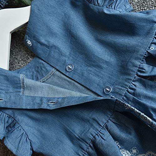 Jchen(TM) Vestido de verão de princesa para meninas e bebês com bordado de brim vestido de princesa