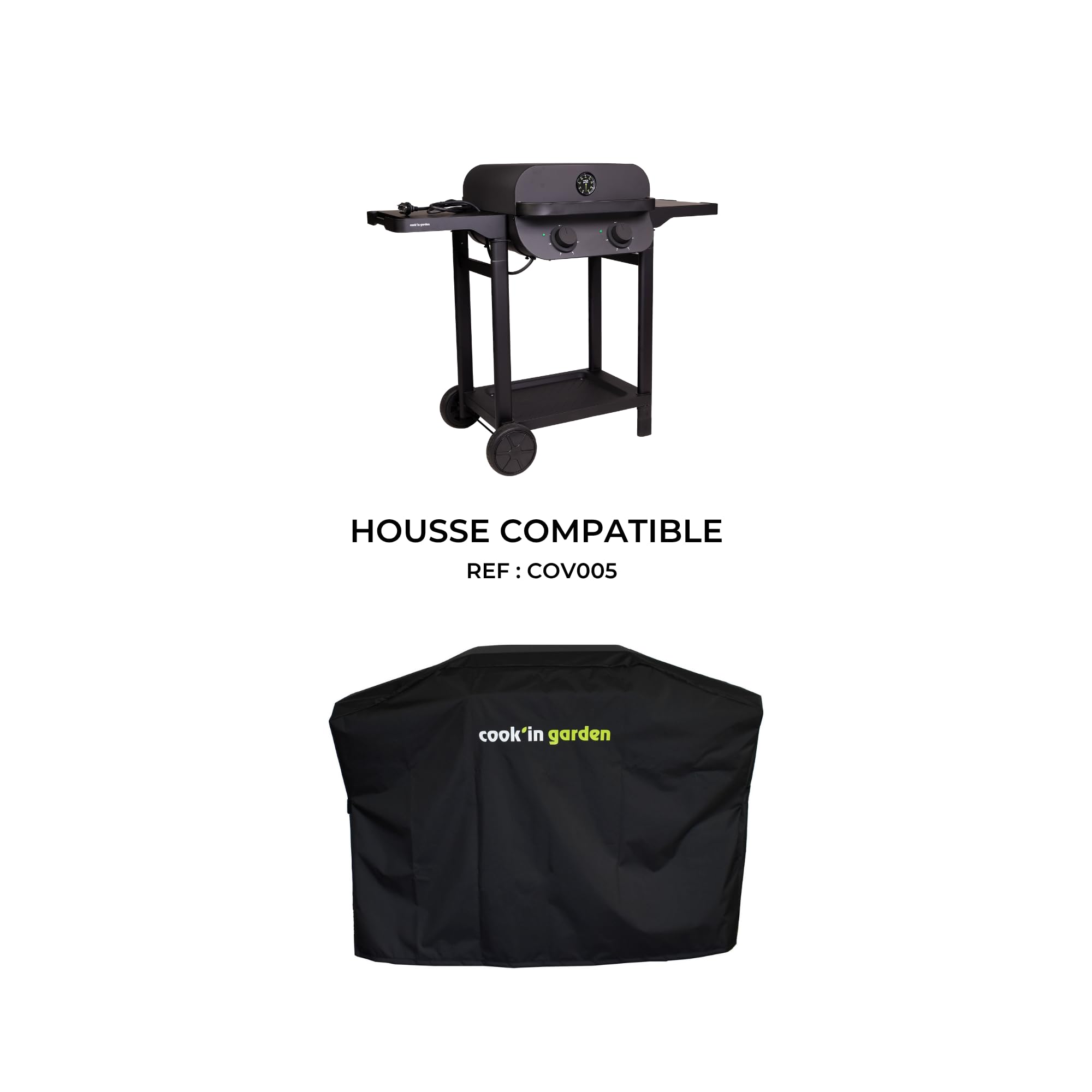 Cook'in Garden - Flavo 50 SC Élec, Barbecue Électrique, Résistance en Inox 2500 W, Thermomètre intégré, Montage facile en 15 minutes, Jusqu'à 10 convives, Utilisation extérieure