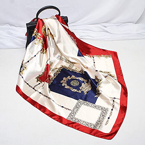 35×35 inches large square women's satin silk like head scarf fashion pattern silk feeling hair sleeping wrap2