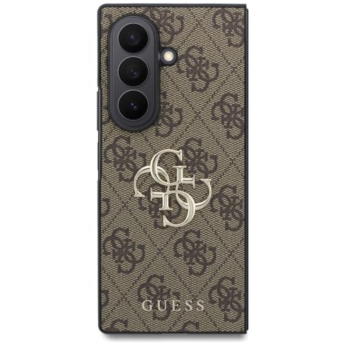 Image of CG MOBILE Guess [Official Licensed], Protective Case Designed for Galaxy Z Fold 8 Ultra | 4G PU Case with Big 4G & Classic Metal Logo - Brown