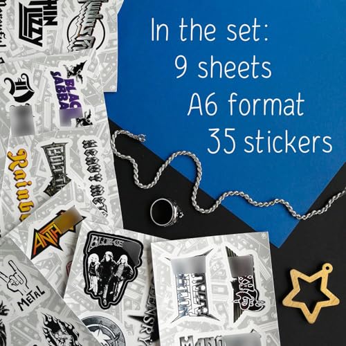 Image of Heavy Metal Band Sticker Pack, Rock Stickers - 35 Pieces, Strong Adhesive & Waterproof Vinyl Stickers for Laptop, Metal Bands