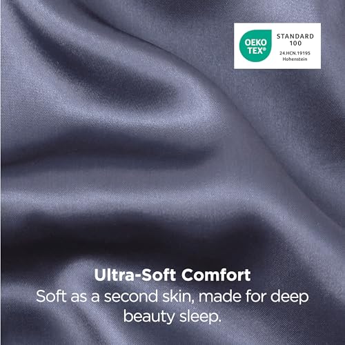 Image of Bedsure King Size Satin Pillowcase Set of 2 - Blue Granite Silky Pillow Cases for Hair and Skin with Envelope Closure, Similar to Silk Pillow Cases, Gifts for Women Men, 20x36 Inches, 2pcs