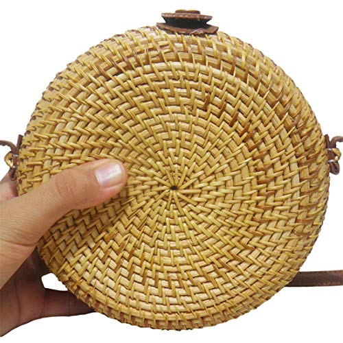 Bolsa de Ombro Palha Rattan Bali Redonda Tendencia Verao Moda