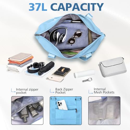 Image of Travel Duffle, Waterproof Weekender Carry On Tote for Women, Travel Essentials Sport Gym for Men, Hospital Bag for Labor and Delivery, Overnight Luggage With Trolley Sleeve
