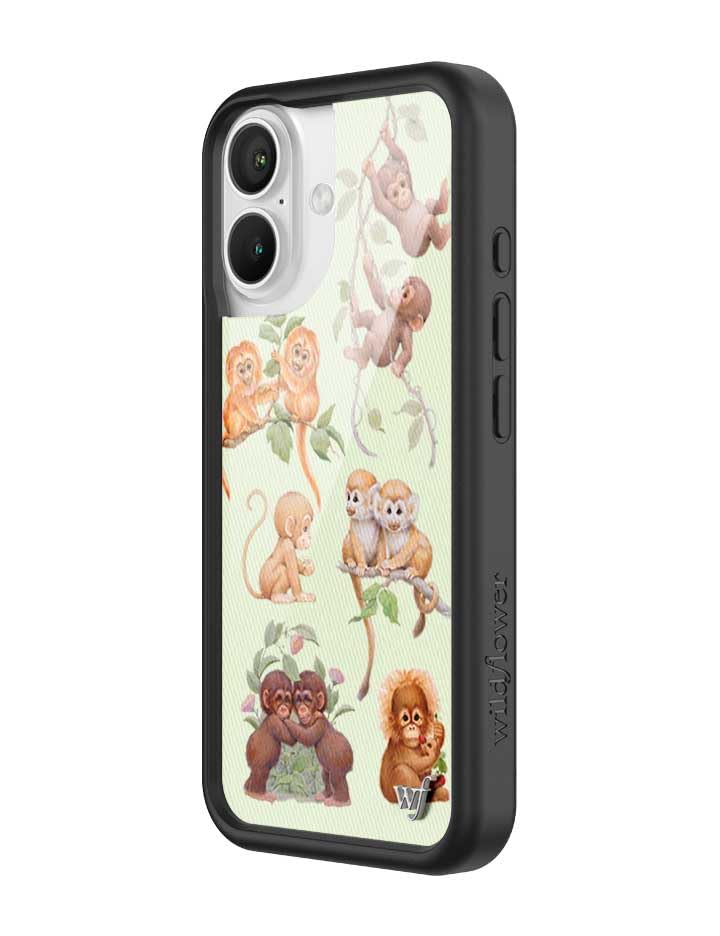Image of Wildflower Cases - Compatible with iPhone 16 | Protective Black Bumper, 6.5ft Drop Test Certified, Women Owned Small Business | Green Animal Brown Aesthetic Trendy Cute | Monkey Biz