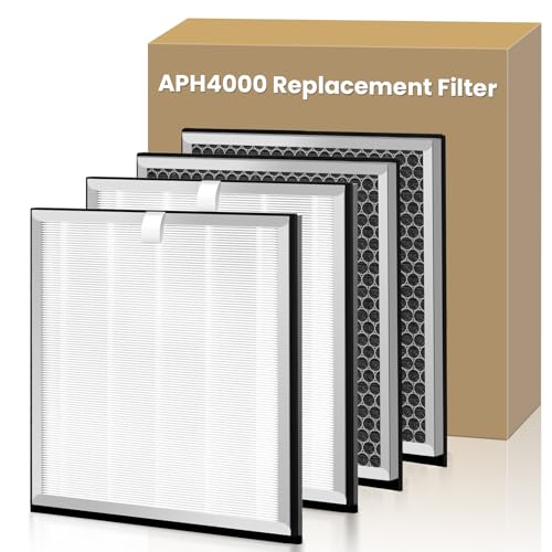 Image of 4 Pack APH4000 Replacement Filter Compatible with KNKA APH4000 Air Purifier | Upgraded True HEPA Activated Carbon High-Efficiency Filter for Home Large Room, Part # APH4000LX