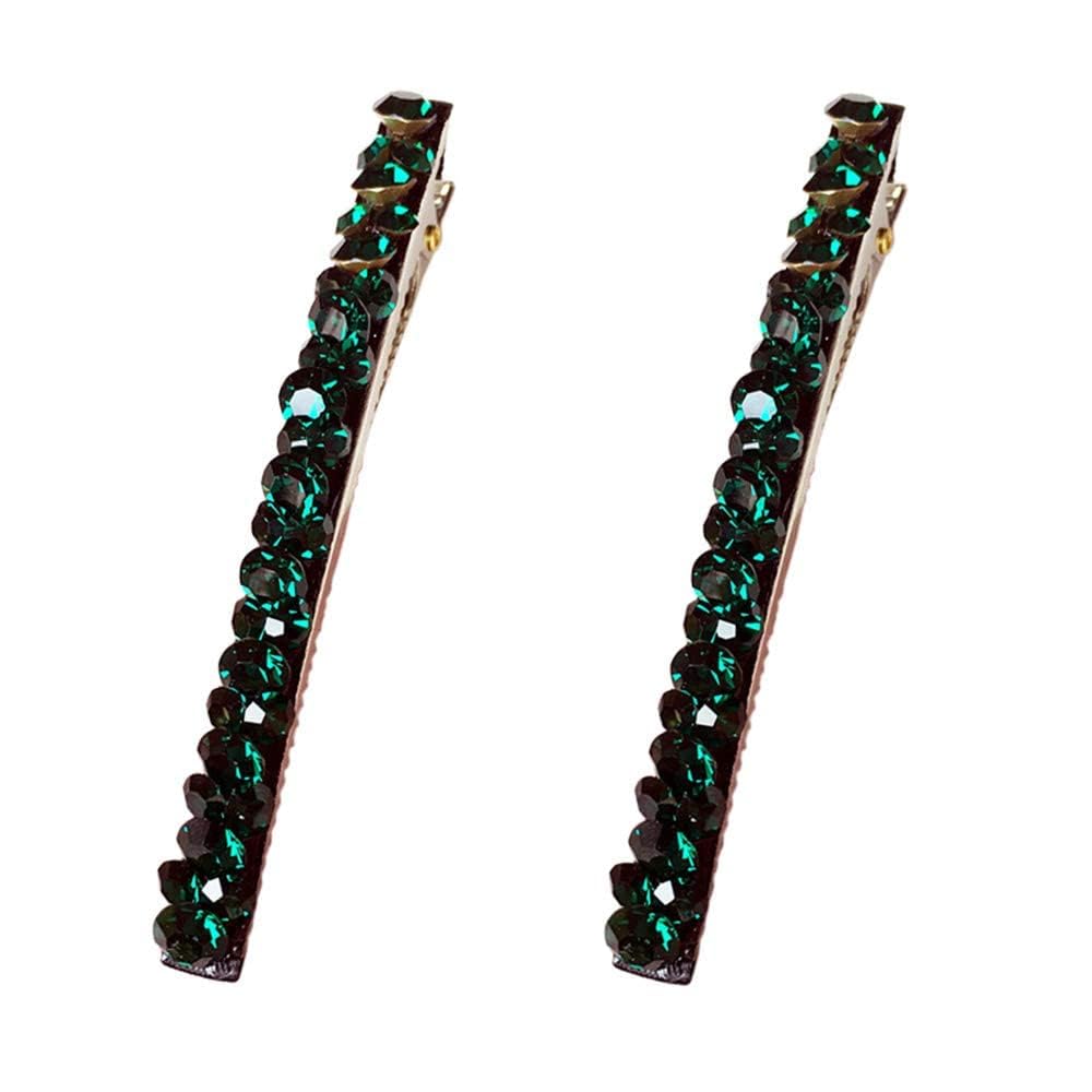 2Pcs Green Shiny Rhinestone Diamond Hair Barrette Clip Hair Pin Hair Clip Bobby Pins Duckbill Alligator Clip Pin Hair Accessories Sparkle for Women