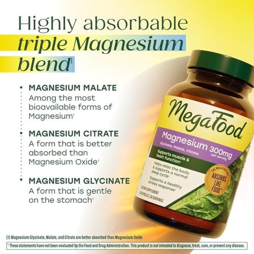 MegaFood Magnesium Glycinate, Malate, Citrate 300mg, 60 Capsules - image 5