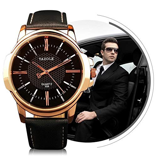 Montre homme bracelet cuir noir étanche classique LULI Design