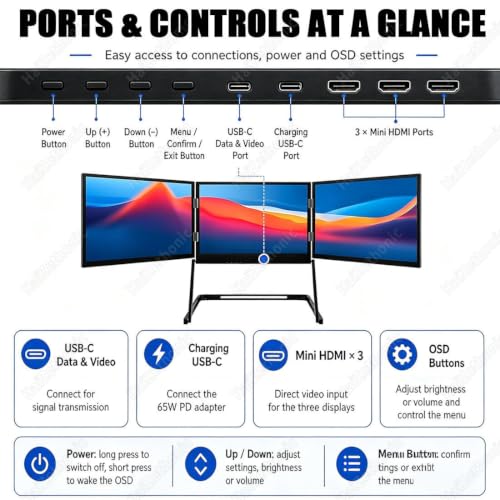 Image of Laptop Screen Extender,Single USB-C Cable for Direct Connection