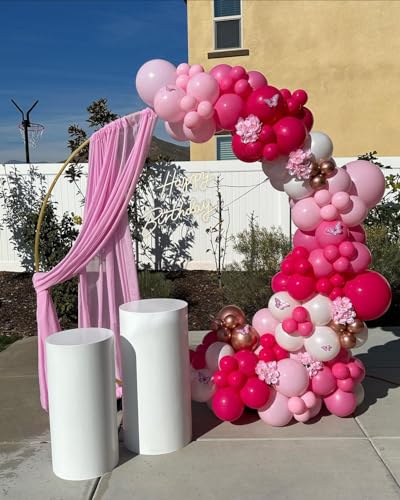Image of KBZVNAF Pink Latex Balloon Set - 60 Packs 12 Inches Metallic Chrome, Pastel, Hot Pink Balloons for Birthday Wedding Baby Shower Girls Theme Party Decoration