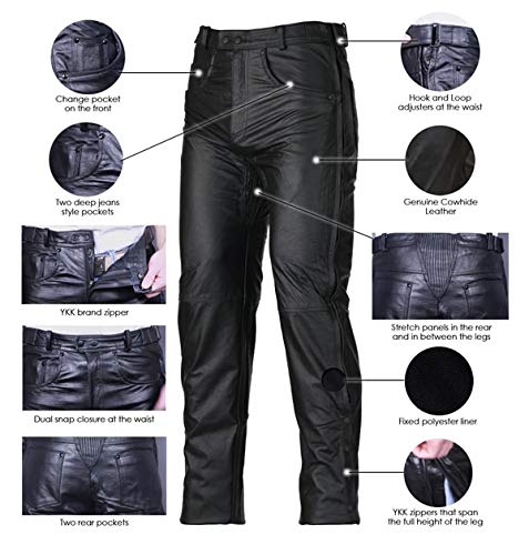 Mens Classic 4 Deep Pocket Jean Style Blk Soft Premium Leather Over Pant3