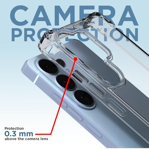 Image of Amazon Basics Back Cover for Samsung Galaxy S26 Ultra 5G PC + TPU Clear Transparent Raised Edges Shockproof Protective Phone Bumper Case (Transparent)