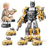 NewBandMo 5 in 1 Transform Magnetic Construction Trucks Toys Gifts for 3 4 5 6 Year Old Boys Kids, Easy DIY Assembly, Transform Trucks Toys for Boys Kids, Ideals 3 4 5 6 Year Old Boy Birthday Gift