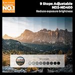 K&F CONCEPT 49mm Variable ND2-400 Filtre avec chiffon de nettoyage, filtre à densité neutre réglable ND2 à ND400 Filtres étanches pour DSLR Caméras Objectif