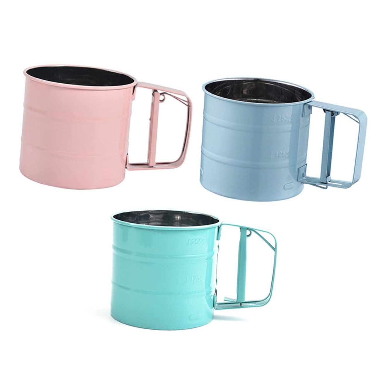 PRETYZOOM 1Pc Handheld Flour Sifter Semi Automatic Baking Gadget with Fine Mesh Strainer Stainless Steel Sieve for Easy Sifting for Home Baking Pink