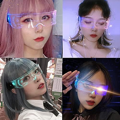 MIDYUID Futuristic Glasses LED Light Up Visor Glasses for Cosplay Rave Festivals Halloween Christmas Bars Clubs Parties 7 Colors