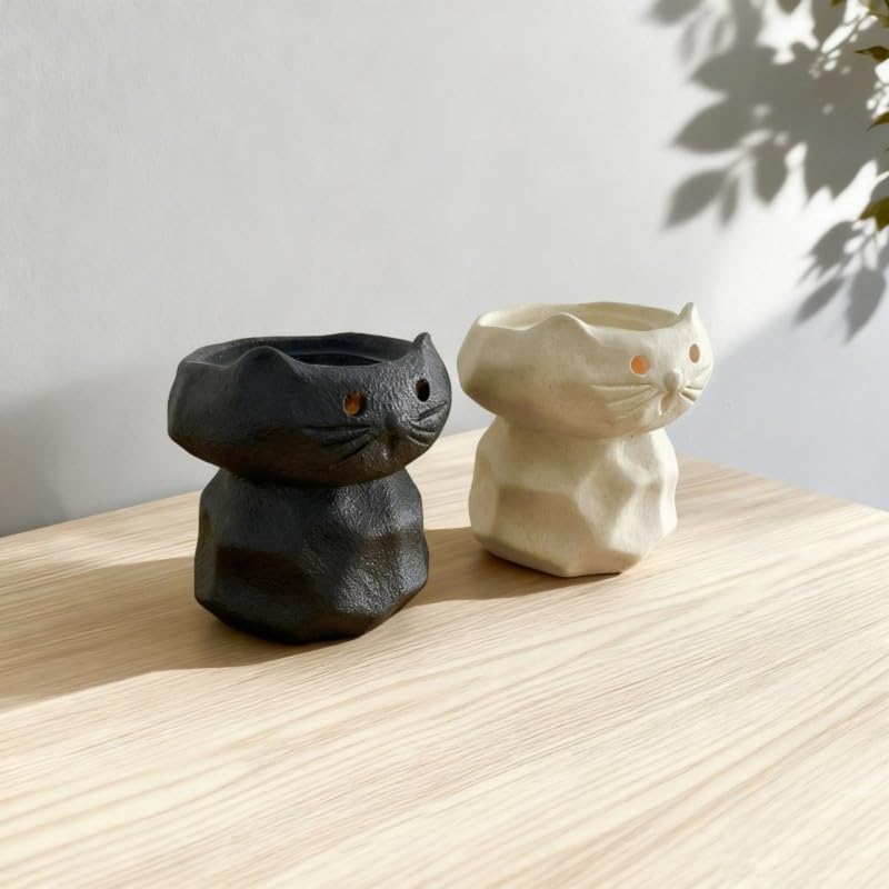 Calentador de Cera Cerámico en Forma de Cabeza de Gato Negro miniatura 6