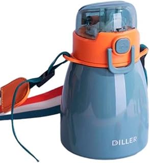 AUklOPVZZ Aspiradora de Vientre para niños de Acero Inoxidable, reemplazo portátil, Correa Ajustable de Color sólido, Botella de Agua para aspiradora de 600ml, Azul