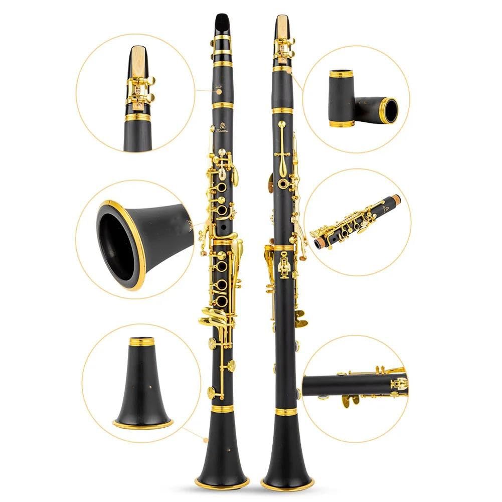 Buffet Clarinetto Sib Laccato Oro 17 Chiavi Clarinetto Nero Clarinetto Resina ABS