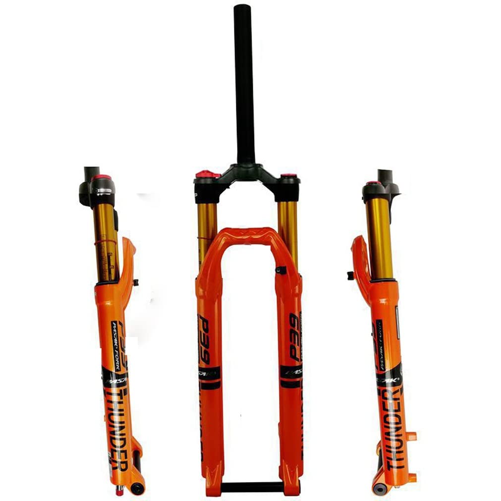 Widelec amortyzowany do roweru górskiego 26 27,5 29 cali zawieszenie pneumatyczne 120 mm skok sprężyny MTB odbicie regulowane 1-1/8'' prosta oś przednia 15 mm (kolor: pomarańczowy, rozmiar 29')
