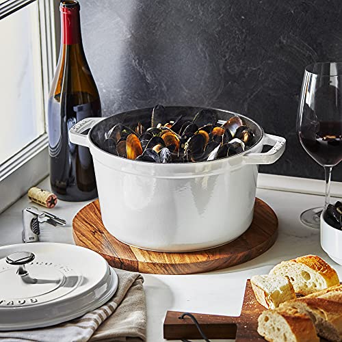 Image of Staub Cast Iron Dutch Oven 5-qt Tall Cocotte, Made in France, Serves 5-6, White