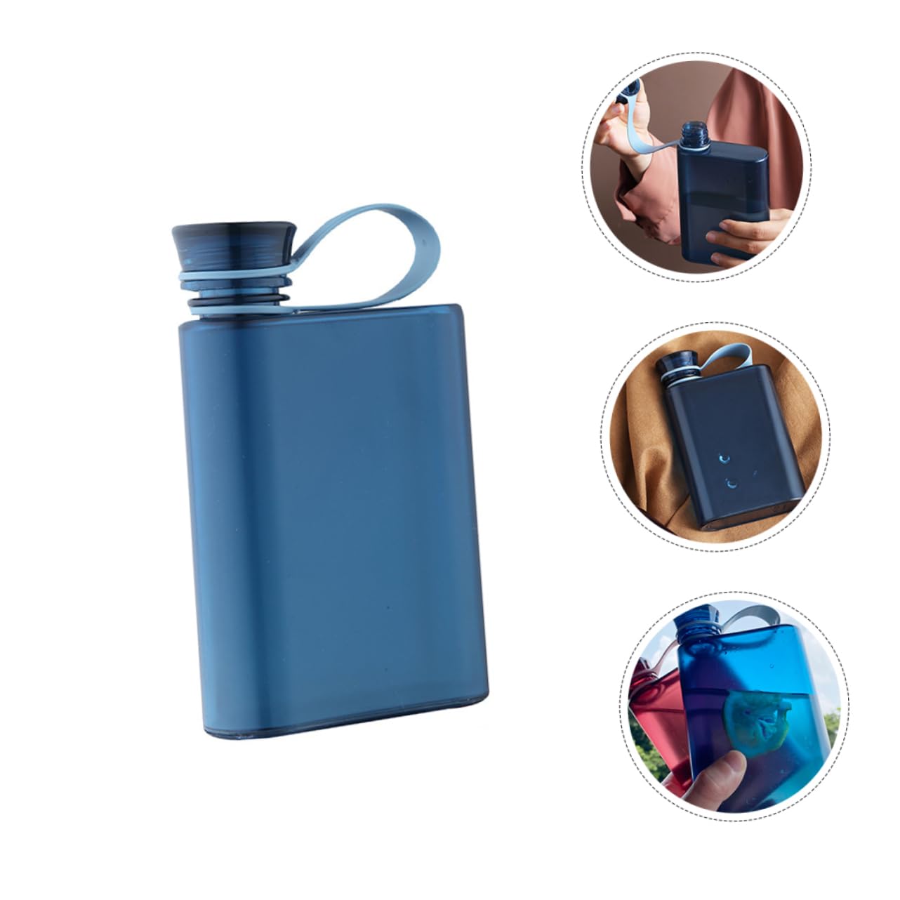 DECHOUS 5 Pezzi bollitore Piatto a5 Borraccia Sport Riutilizzabile Bottiglie Pieghevole Pianura Bottiglia per la conservazione dell'Acqua Bottiglia Trasparente pp Blue Riutilizzabile