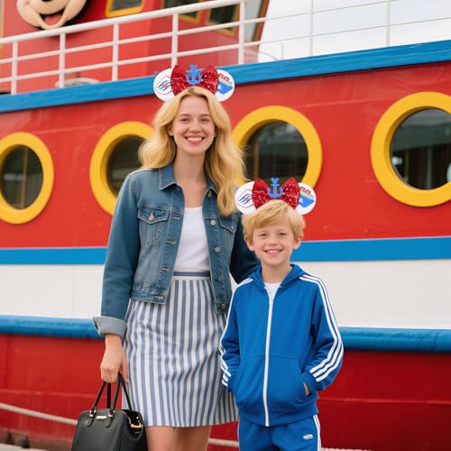 CANMIL Mouse Ears Headband, Sparkle Bow Headband for Women Girls Boys, Sequin Party Hair Accessories (Crusie) - Image 3