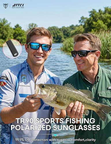 Image of ATTCL Polarized Sunglasses Men for Fishing: UV Protection Lightweight TR90 Sports Wrap Sun Glasses Driving Golf Running