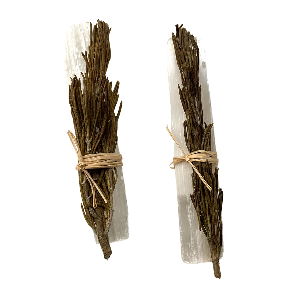 VIE Mini Smudge Cluster, Rosemary with Selenite Wand 4", Pack of 2