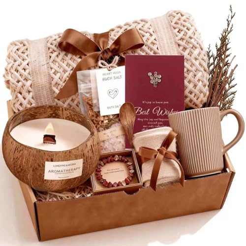 Get Well Soon Self Care Birthday Gift Baskets Set for Women, Thinking of You Inspirational Gifts for Mom Her Friend Sist - Detailed View