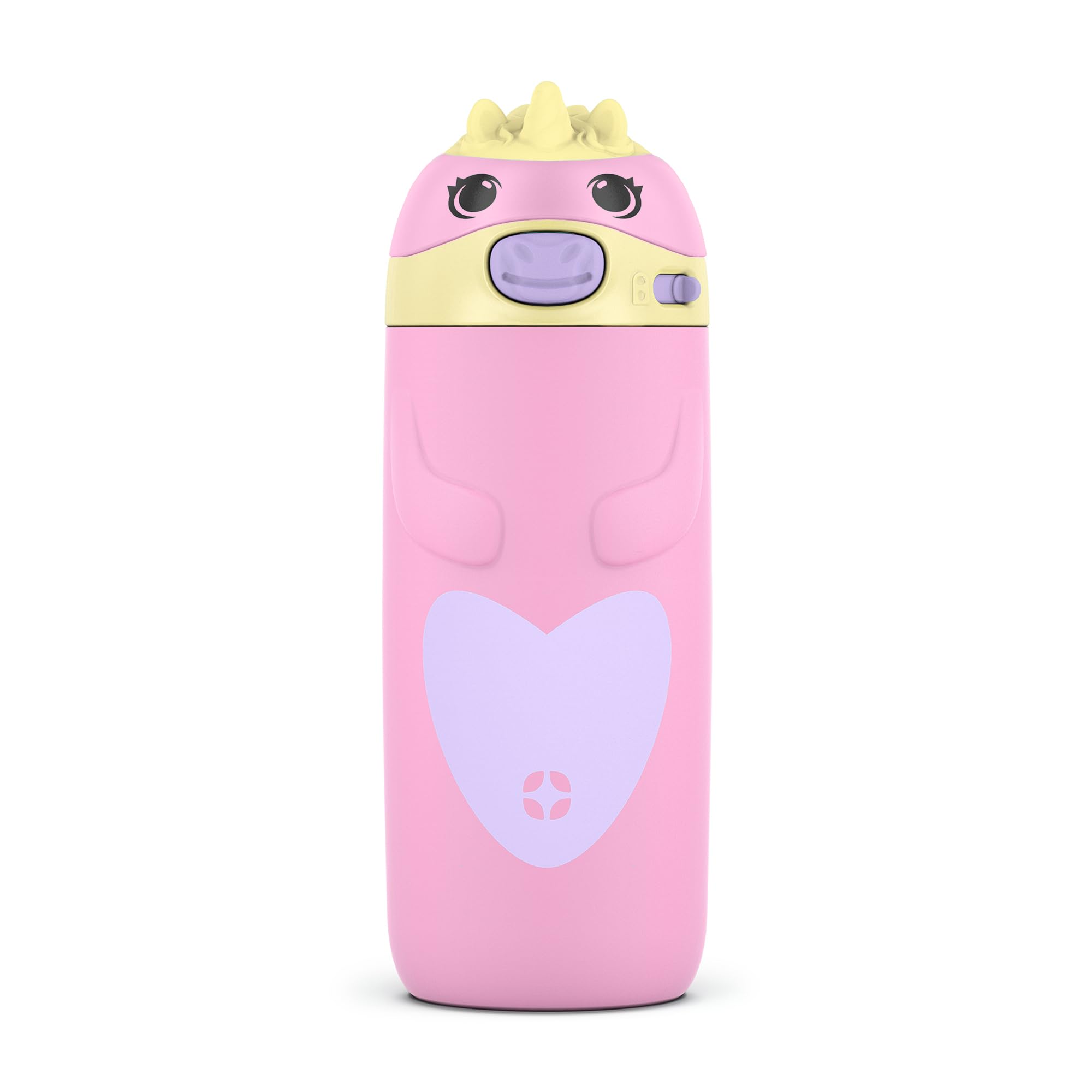 Ello Ellies 12オンス 真空断熱ステンレススチール 子供用ウォーターボトル ストロー付き キャリーハンドル内蔵 漏れ防止ロック蓋 スクールバックパック ランチボックス アウトドアスポーツ用 ユニコーン