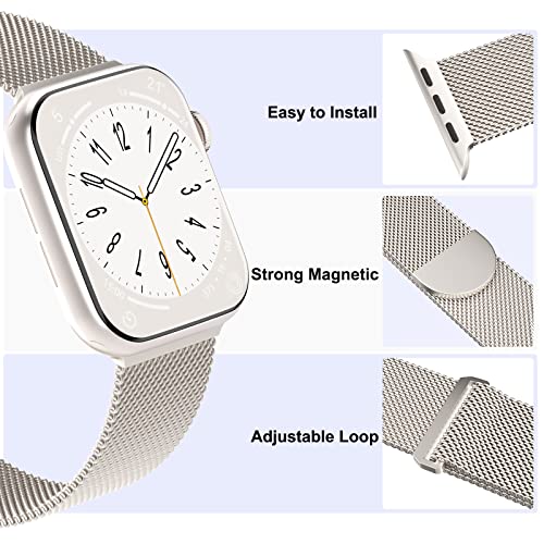 Image of 3 Pack Mesh Metal Magnetic Compatible with Apple Watch Bands Women Men | Stainless Steel Loop Strap for iWatch Band 38mm 40mm 41mm 42mm 44mm 45mm 46mm 49mm Series 11 /10 /9 /8 /SE /7 /6 /5 /4 /Ultra 3 2 1
