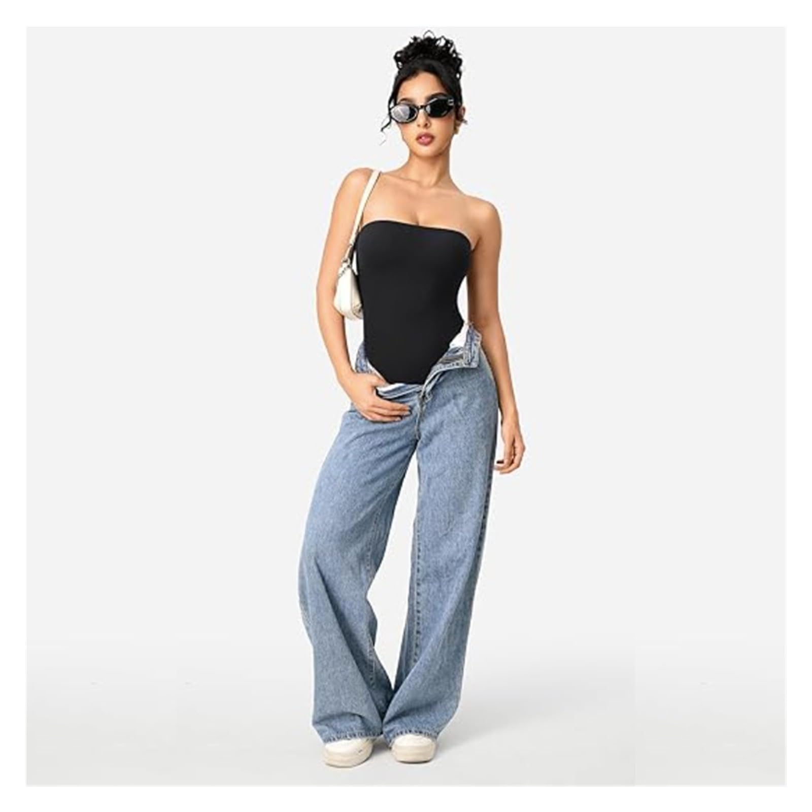 Faja moldeadora de cuerpo elástica sin tirantes, traje sin costuras con Control de barriga, Tanga con hombros descubiertos, corte ajustado for mujer