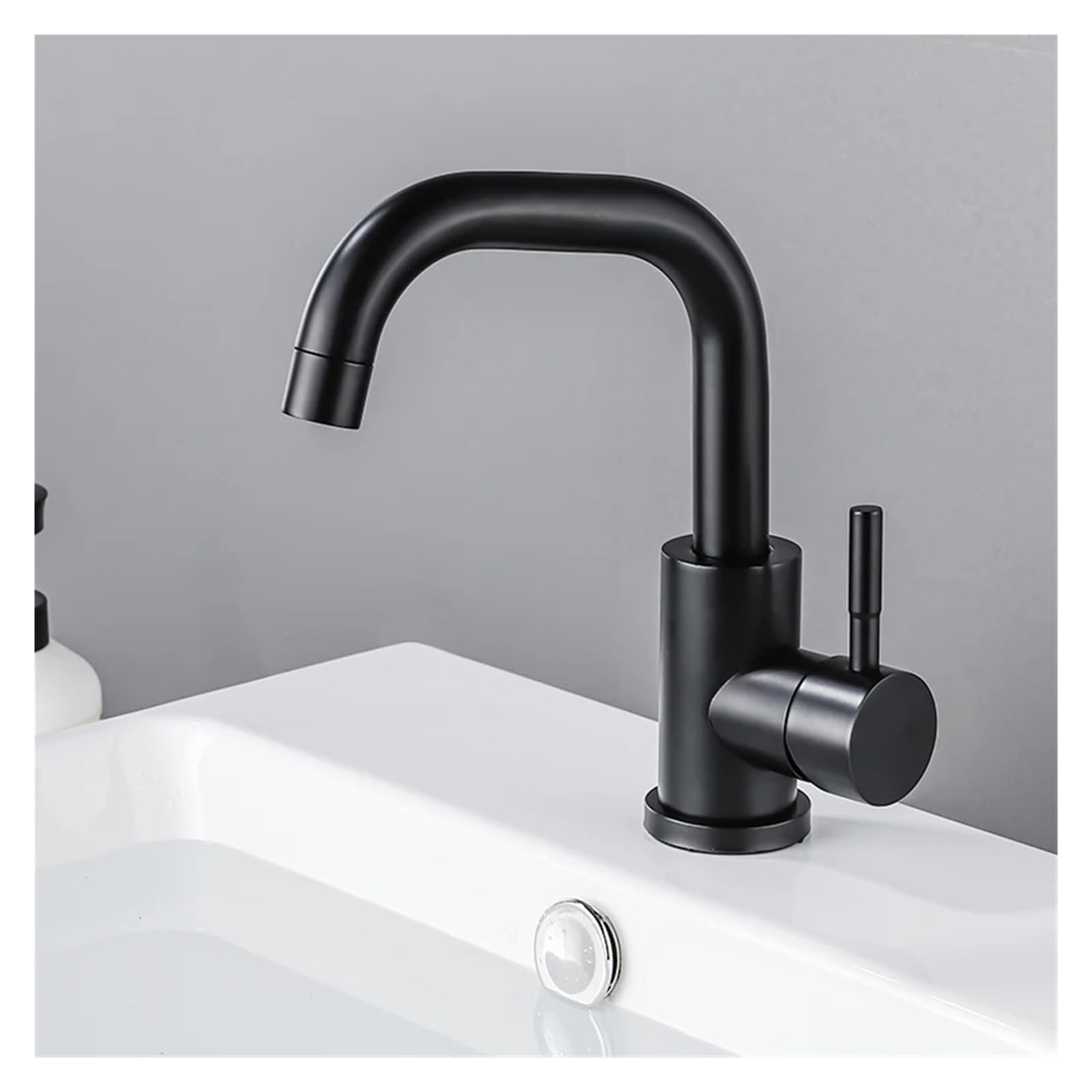 Mitigeur de lavabo noir mat en acier inoxydable haute qualité robinet salle de bain robuste