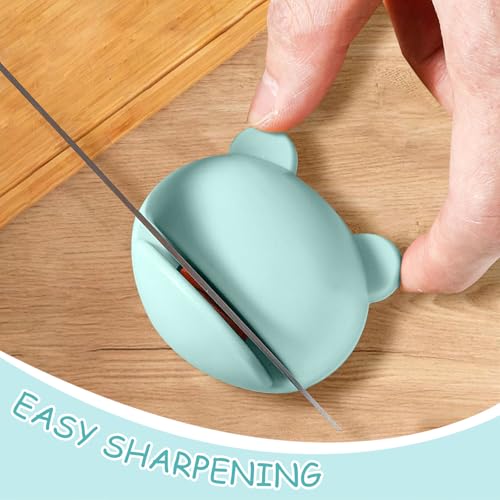 Image of 3PCS Compact Knife Sharpener for Kitchen Use, Small Sharpening Tool with Non Slip Base for Household Cooking and Food Preparation(Green,A,F)