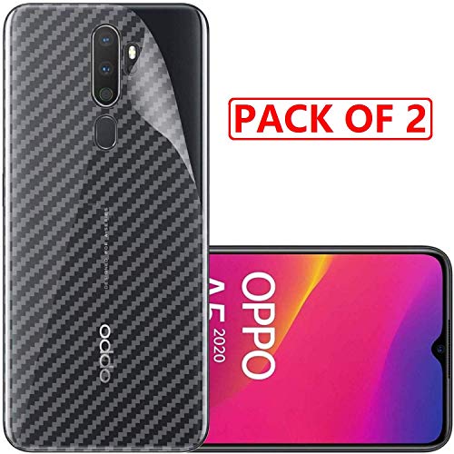 Image of Compatible with (Pack of 2) Oppo A5 (2020) Back Screen Protective Film Carbon Fiber Skin Transparent Screen Guard Sticker