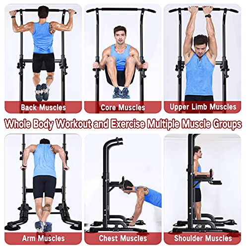 RAVS Power Tower Pull Up Dip Station Multi-Function Home Gym Strength Fitness Training Workout Equipment with 6 Levels… - Image 7