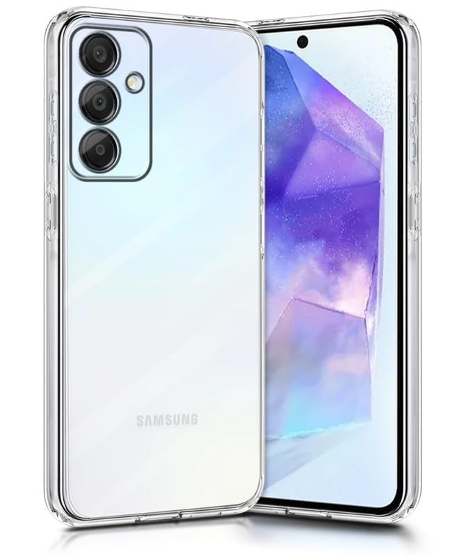 Image of Case Creation New Samsung A55 5G Premium Imported 0.3mm Crystal Clear Totu Silicone Transparent Flexible Soft Corner Protection with TPU Slim Back Case Color Cover for A55 5G