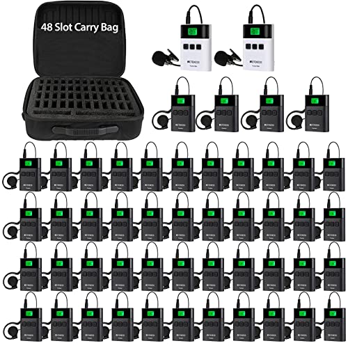 Retekess TT122 Wireless Tour Group Headsets, Audio Tour Guide Device, 492ft/150m, Crystal-Clear Reception, Kits for Tourism Activities (2 Transmitters 48 Receivers)