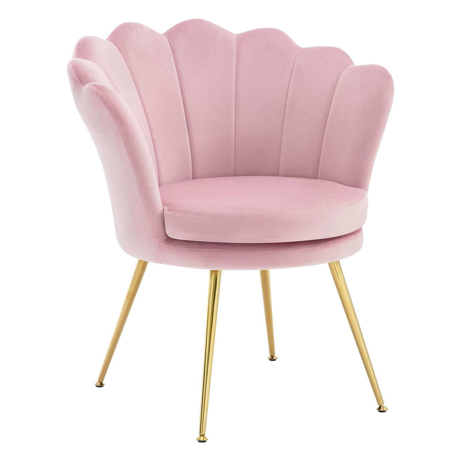 WOLTU Ohrensessel Blumenform, Schminktisch Stuhl, Wohnzimmer Schlafzimmer Balkon, mit Samtbezug, Metallbeinen, Rosa