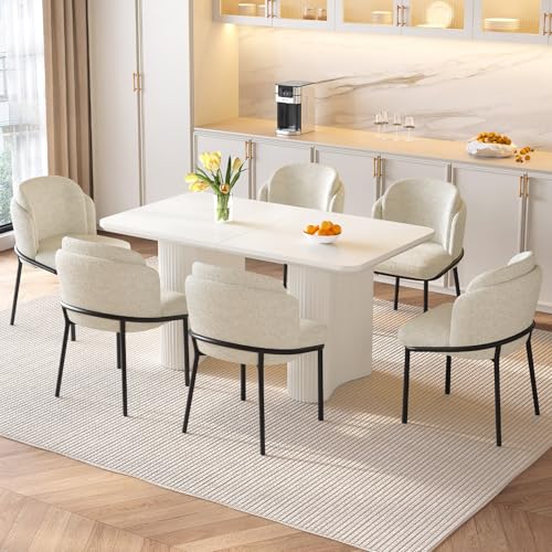 TreLined Dining Table Set for 6, 55.11" Rectangular Kitchen Table