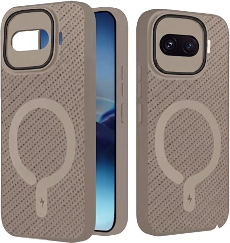 Image of FIRST MART Back Cover for iQOO 15R - Magsafe Look Case, Carbon Fiber Design, Flexible, Soft Micro-Fibre Lining Inside | Grey
