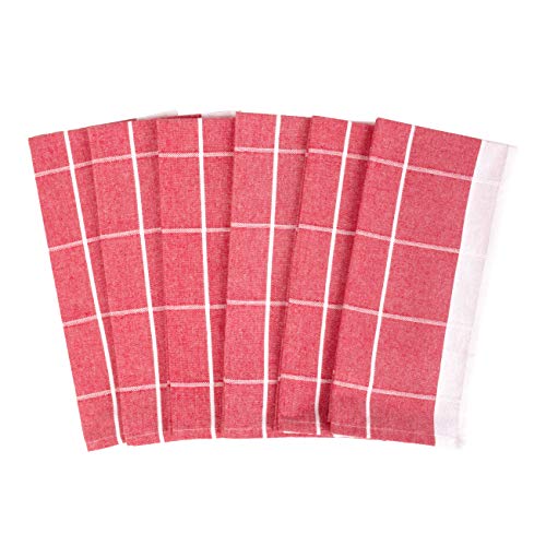 Clarysse Juego de 6 trapos de algodón para cocina, estilo rústico, con colgador, 50 x 70 cm, color blanco y rojo Cover