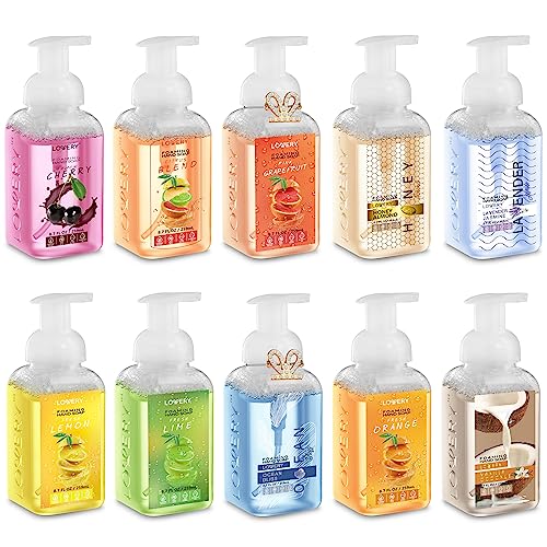 Foaming Hand Soap 10 Pack Moisturizing W Aloe Vera & Essential Oils - Alcohol-Free Citrus Blend Lemon Orange Lime Grapefruit Black Cherry Fragrances & More Hand Wash for Kitchen and Bathroom